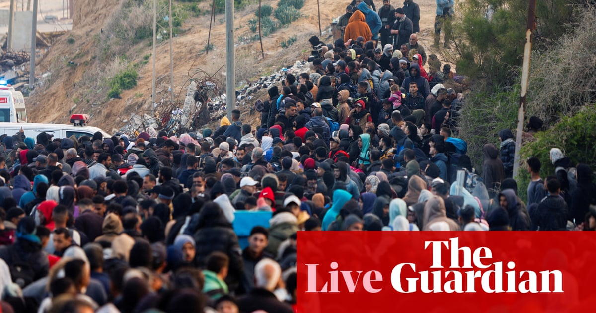 Middle East crisis live: displaced Palestinians blocked from returning home as Trump suggests ‘we just clean out’ Gaza