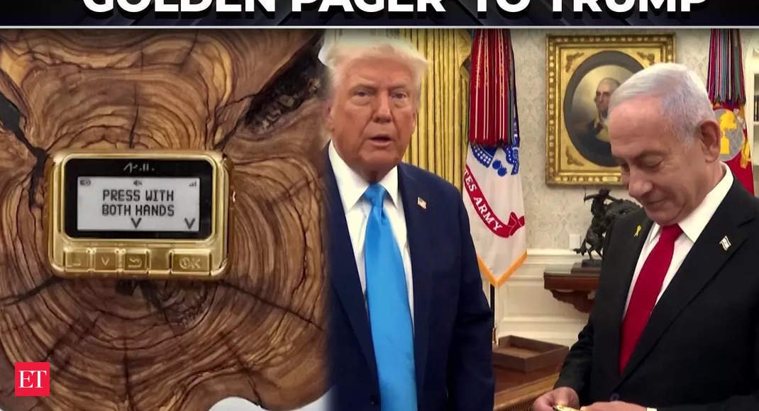 netanyahu-gifts-‘golden-pager’-to-trump;-know-‘hidden-meaning’-behind-bibi’s-gift